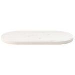 Dessus de table blanc 60x30x2,5 cm bois de pin massif ovale – Image 2