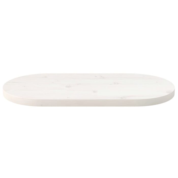 Dessus de table blanc 60x30x2,5 cm bois de pin massif ovale – Image 2