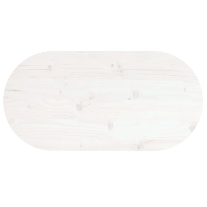Dessus de table blanc 60x30x2,5 cm bois de pin massif ovale – Image 3
