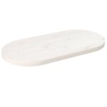 Dessus de table blanc 70x35x2,5 cm bois de pin massif ovale