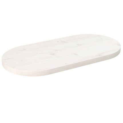 Dessus de table blanc 70x35x2,5 cm bois de pin massif ovale