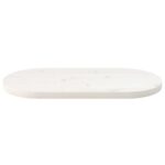 Dessus de table blanc 70x35x2,5 cm bois de pin massif ovale – Image 2