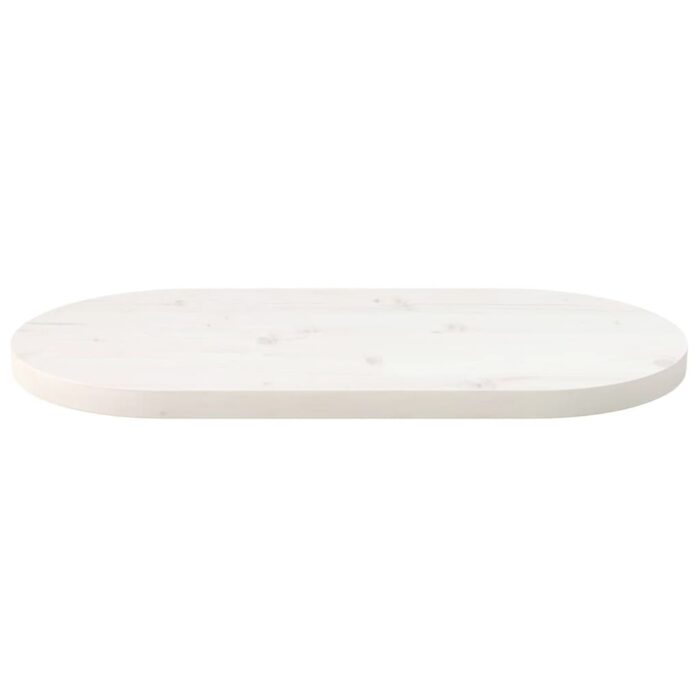 Dessus de table blanc 70x35x2,5 cm bois de pin massif ovale – Image 2