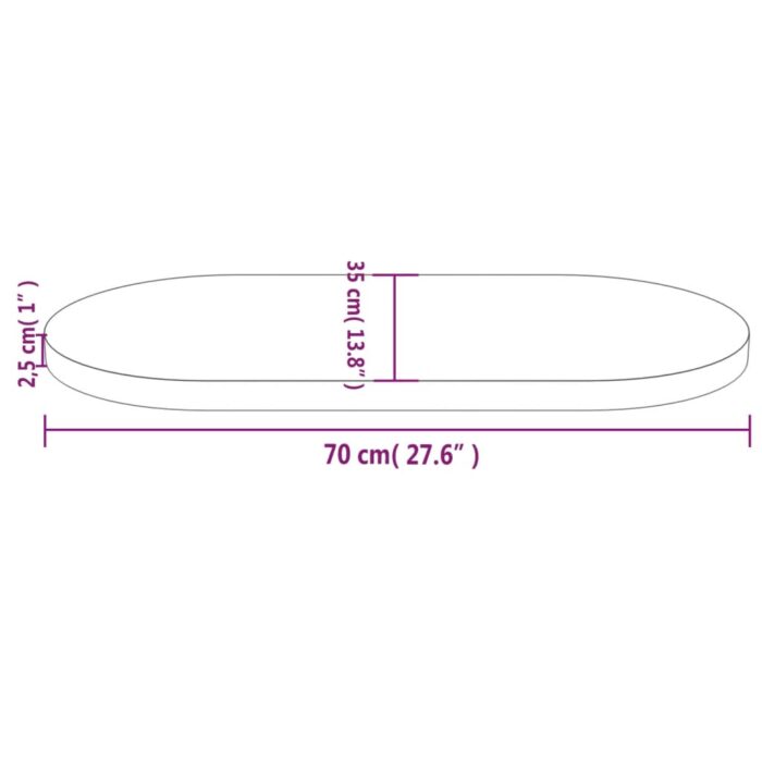 Dessus de table blanc 70x35x2,5 cm bois de pin massif ovale – Image 6