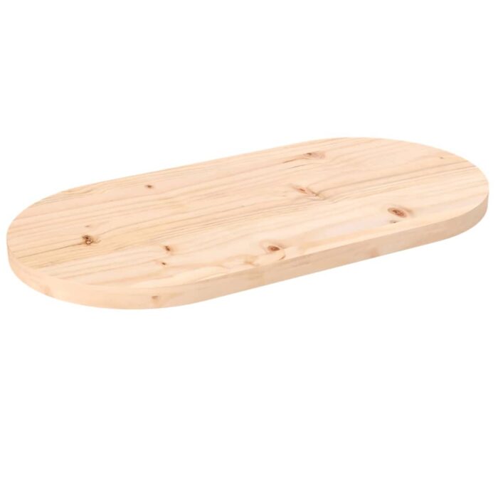 Dessus de table 80x40x2,5 cm bois de pin massif ovale – Image 1