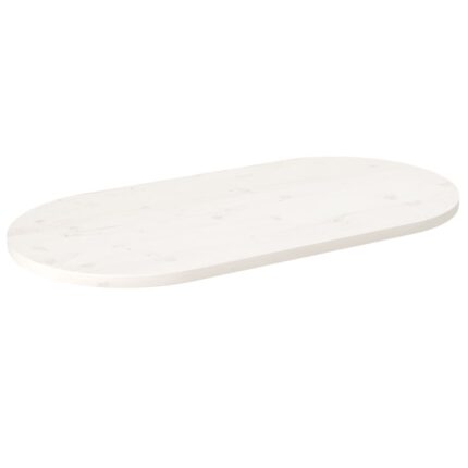 Dessus de table blanc 100x50x2,5 cm bois de pin massif ovale