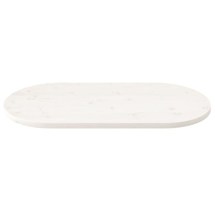 Dessus de table blanc 100x50x2,5 cm bois de pin massif ovale – Image 2
