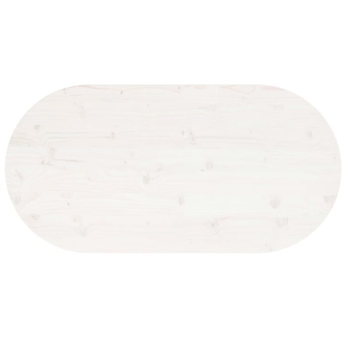 Dessus de table blanc 100x50x2,5 cm bois de pin massif ovale – Image 3