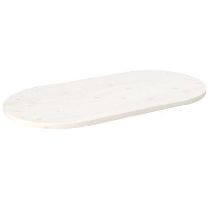 Dessus de table blanc 110x55x2,5 cm bois de pin massif ovale