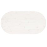 Dessus de table blanc 110x55x2,5 cm bois de pin massif ovale – Image 3