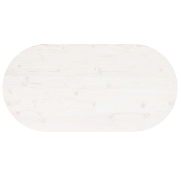 Dessus de table blanc 110x55x2,5 cm bois de pin massif ovale – Image 3