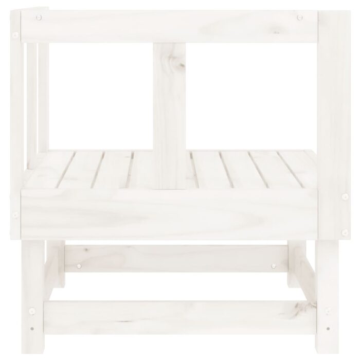 Canapé d'angle de jardin blanc bois de pin massif – Image 2
