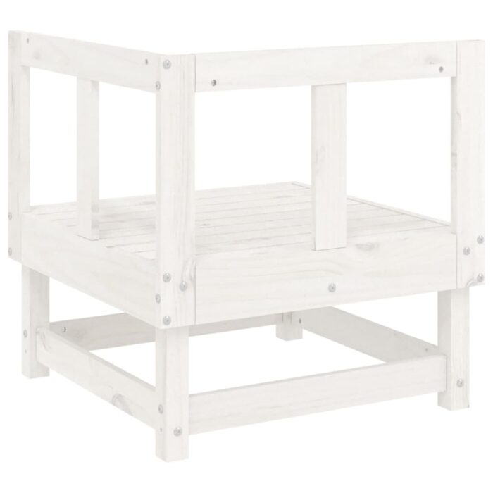 Canapé d'angle de jardin blanc bois de pin massif – Image 3