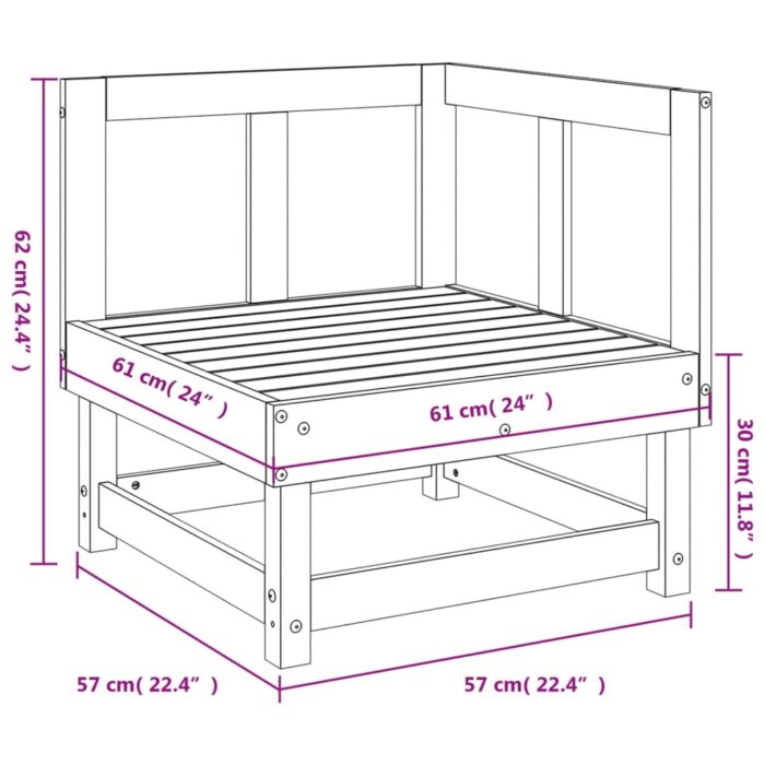 Canapé d'angle de jardin blanc bois de pin massif – Image 5