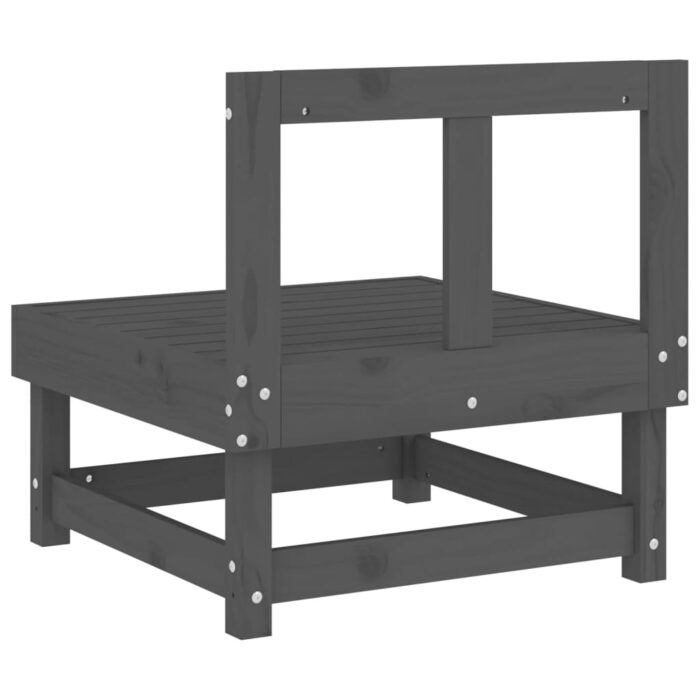 Canapé central de jardin gris bois de pin massif – Image 3