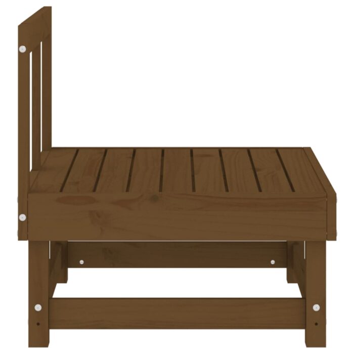 Canapé central de jardin marron miel bois de pin massif – Image 2