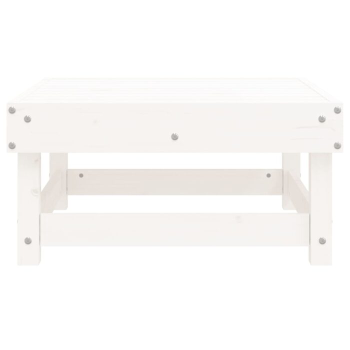 Repose-pied de jardin blanc bois de pin massif – Image 2
