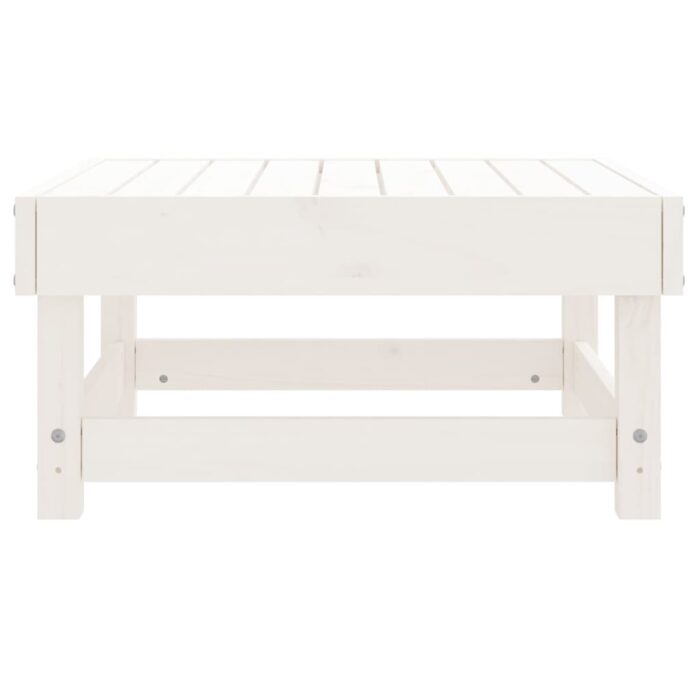 Repose-pied de jardin blanc bois de pin massif – Image 3