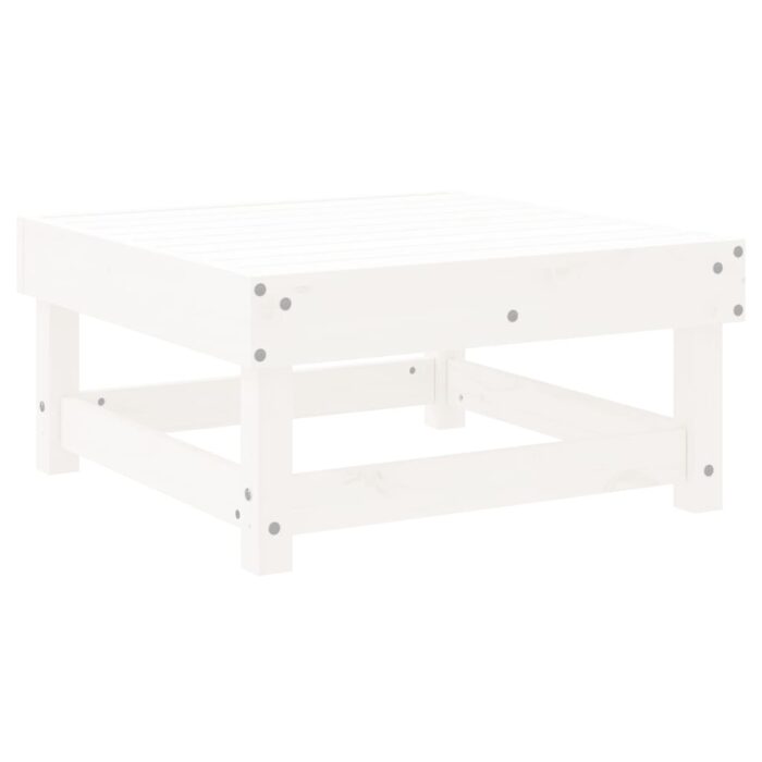 Repose-pied de jardin blanc bois de pin massif – Image 4