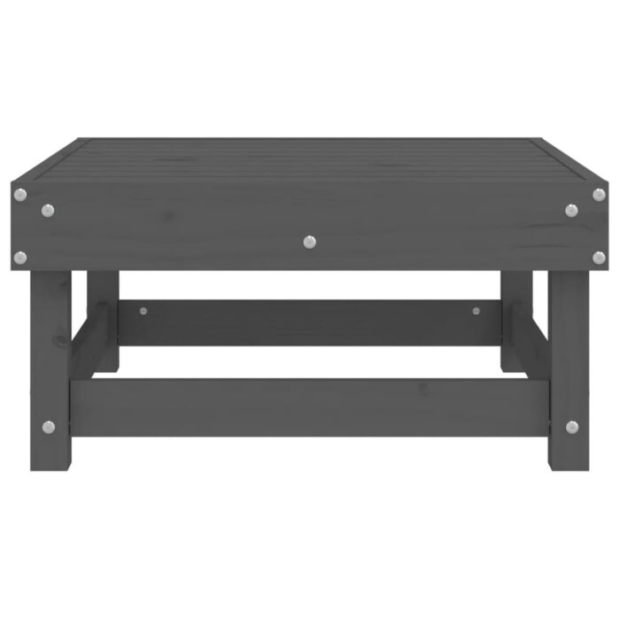 Repose-pied de jardin gris bois de pin massif – Image 2