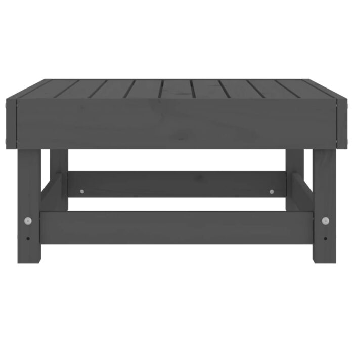 Repose-pied de jardin gris bois de pin massif – Image 3