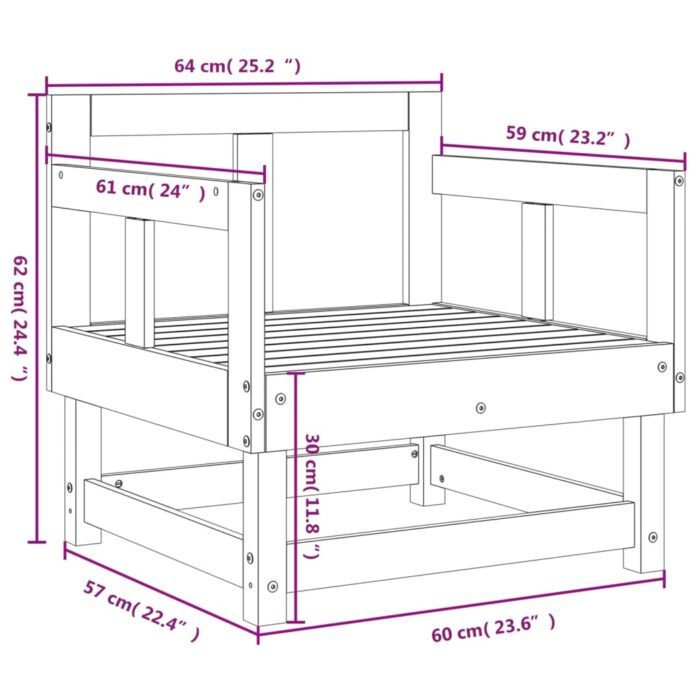 Chaises de jardin lot de 2 bois massif de pin – Image 6