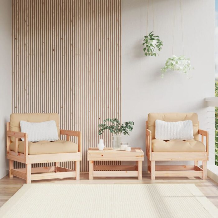 Chaises de jardin lot de 2 bois massif de pin – Image 1