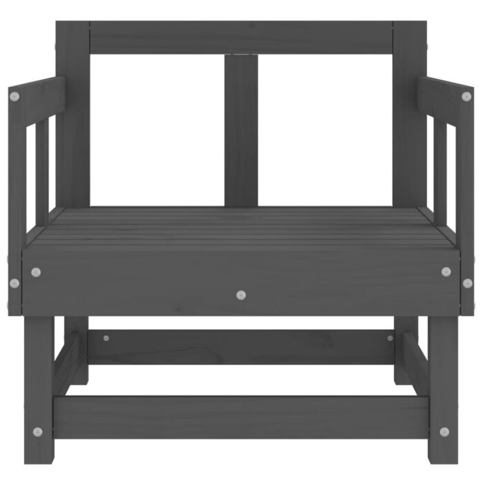 Chaises de jardin lot de 2 gris bois massif de pin – Image 2