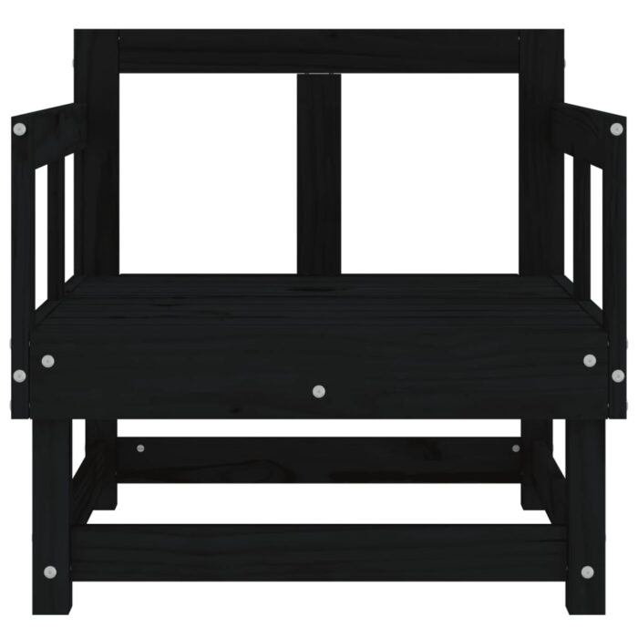 Chaises de jardin lot de 2 noir bois massif de pin – Image 2