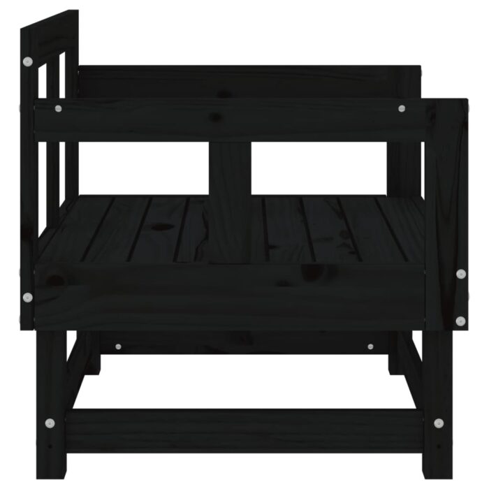 Chaises de jardin lot de 2 noir bois massif de pin – Image 3