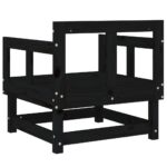 Chaises de jardin lot de 2 noir bois massif de pin – Image 4