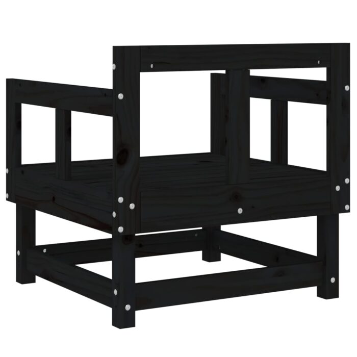 Chaises de jardin lot de 2 noir bois massif de pin – Image 4