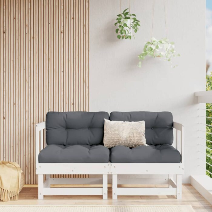 Canapés d'angle de jardin 2 pcs blanc bois de pin massif – Image 1