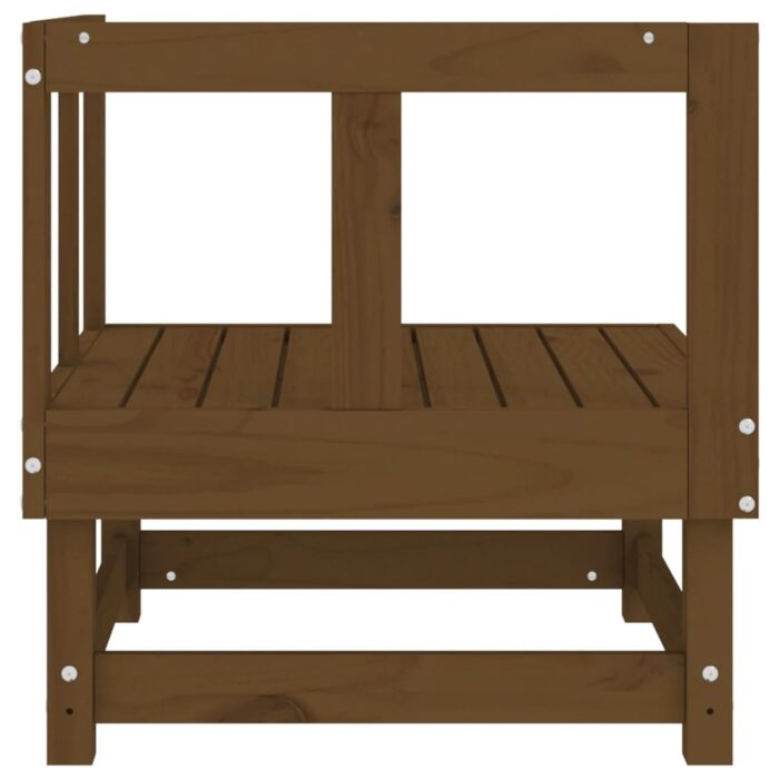 Canapés d'angle de jardin 2 pcs marron miel bois de pin solide – Image 3