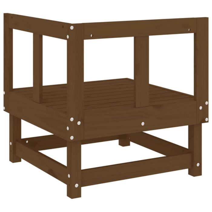 Canapés d'angle de jardin 2 pcs marron miel bois de pin solide – Image 4