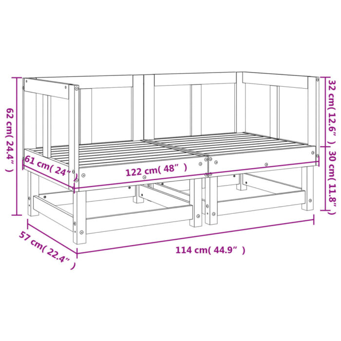 Canapés d'angle de jardin 2 pcs bois massif douglas – Image 6