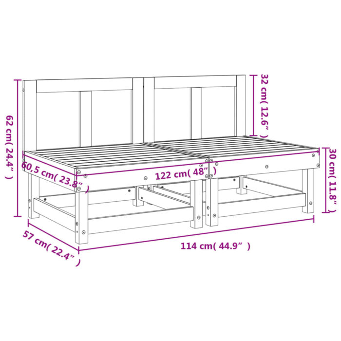 Canapés centraux de jardin 2 pcs bois massif douglas – Image 6