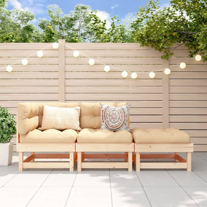 Salon de jardin 3 pcs bois massif de pin – Image 1