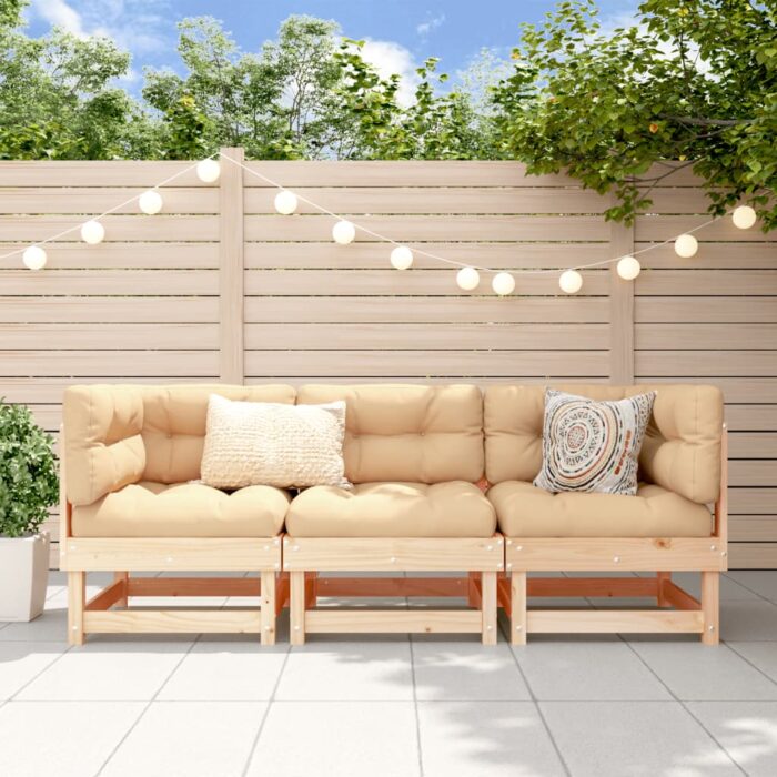 Salon de jardin 3 pcs bois massif de pin – Image 1