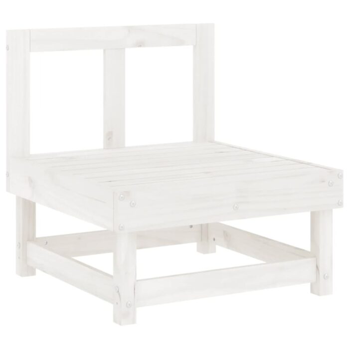 Salon de jardin 3 pcs blanc bois massif de pin – Image 2