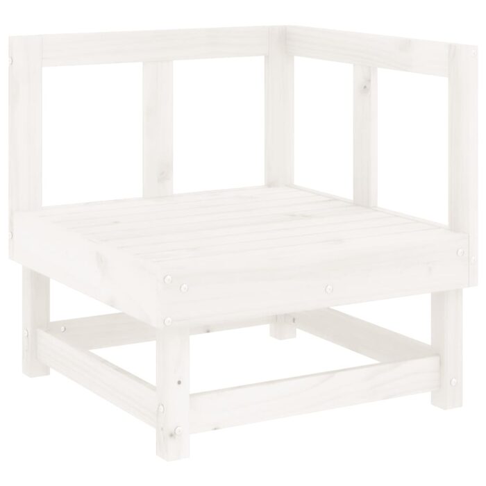 Salon de jardin 3 pcs blanc bois massif de pin – Image 3