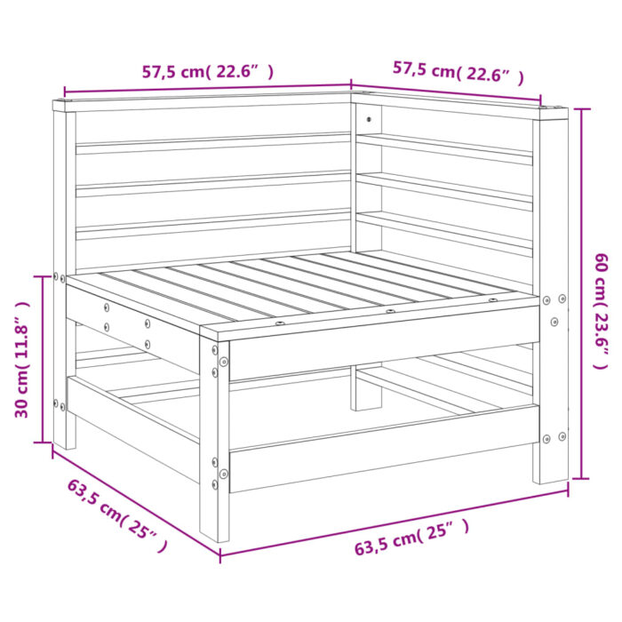 Canapé d'angle de jardin bois de pin imprégné – Image 5