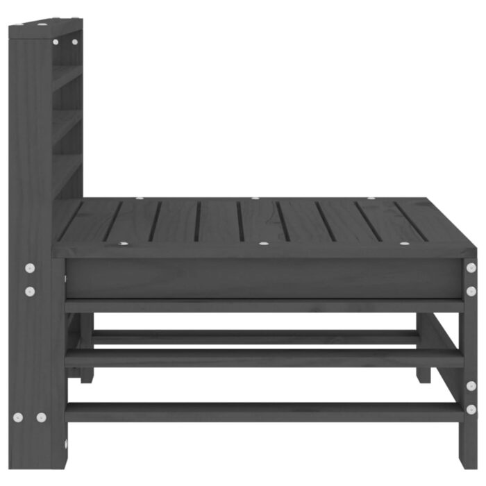 Canapé central de jardin gris bois de pin massif – Image 2
