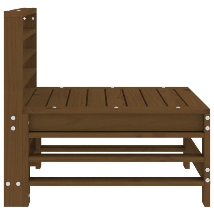 Canapé central de jardin marron miel bois de pin massif – Image 2