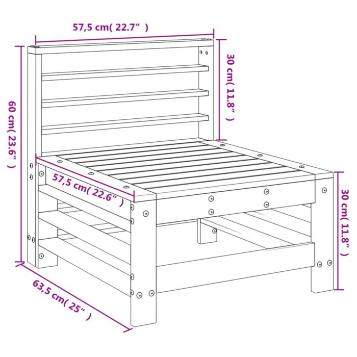 Canapé central de jardin bois de pin imprégné – Image 5