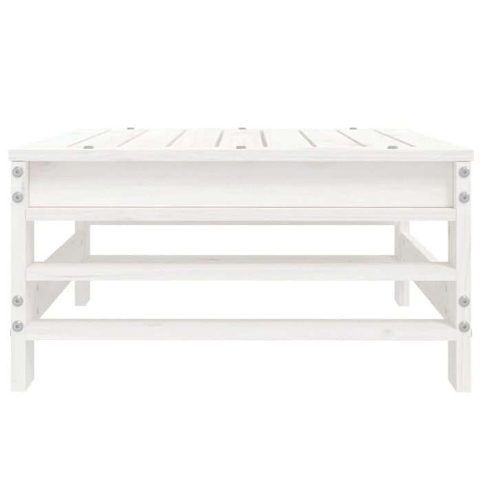 Repose-pied de jardin blanc bois de pin massif – Image 2