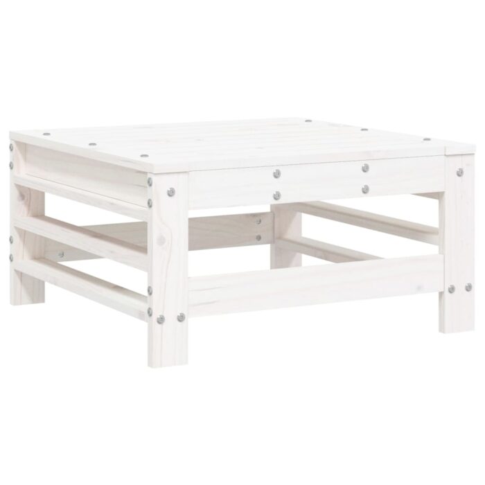 Repose-pied de jardin blanc bois de pin massif – Image 3