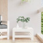 Repose-pied de jardin blanc bois de pin massif