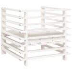 Chaises de jardin lot de 2 blanc bois massif de pin – Image 4