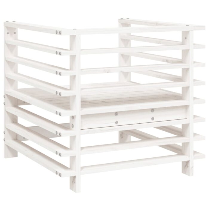Chaises de jardin lot de 2 blanc bois massif de pin – Image 4